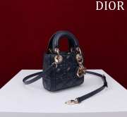 Uubags | Lady Dior Micro Navy Blue Lambskin Leather Bag 12x10x5cm - 6