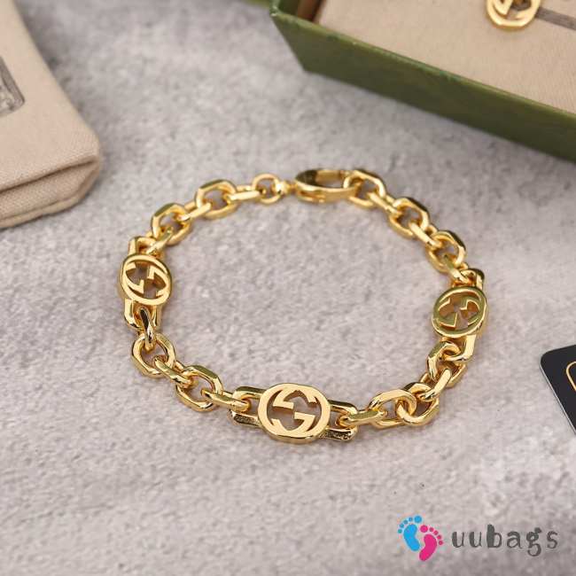 Uubags | Gucci Set Gold Interlocking Enamel Double G Bracelet & Necklace - 1