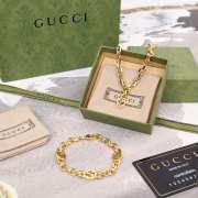 Uubags | Gucci Set Gold Interlocking Enamel Double G Bracelet & Necklace - 4