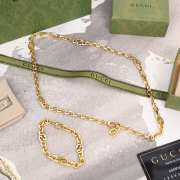 Uubags | Gucci Set Gold Interlocking Enamel Double G Bracelet & Necklace - 3