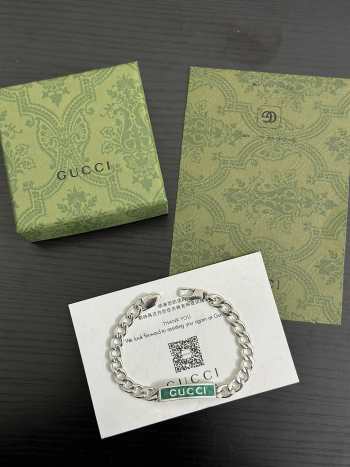 Uubags | Gucci tag turquoise blue enamel logo plate silver bracelet