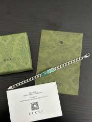 Uubags | Gucci tag turquoise blue enamel logo plate silver bracelet - 6