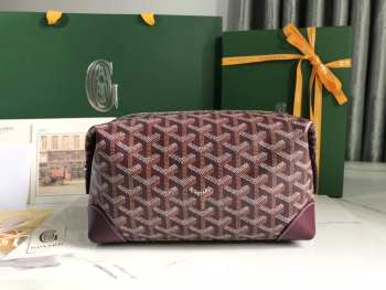 Uubags | Goyard Bowling 25 toiletry bag in burgundy 13x12x24cm