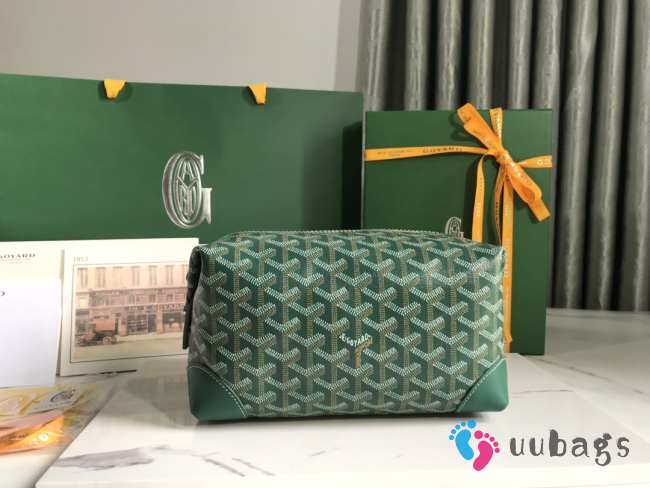 Uubags | Goyard Bowling 25 toiletry bag in green 13x12x24cm - 1