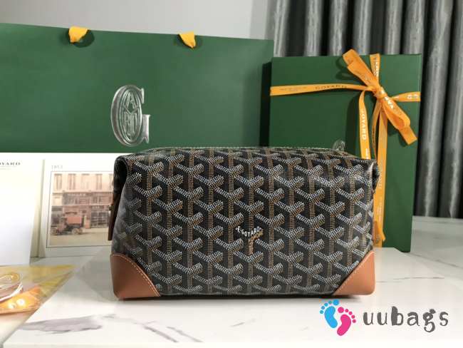 Uubags | Goyard Bowling 25 toiletry bag in black/tan 13x12x24cm - 1