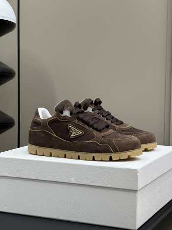 Uubags | Prada Trail faded suede sneakers in dark brown