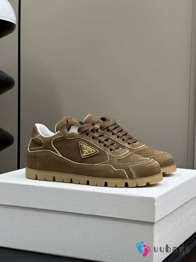 Uubags | Prada Trail faded suede sneakers in brown - 1