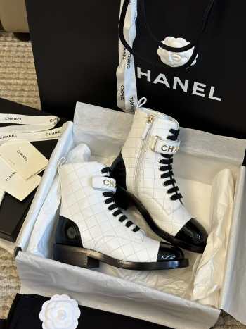 Uubags | Chanel Biker Black Stitched Leather Logo In White