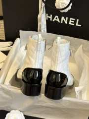 Uubags | Chanel Biker Black Stitched Leather Logo In White - 5