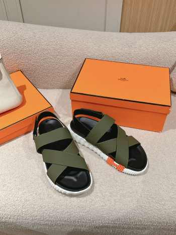 Uubags | Hermes Electric sandal in green lambskin lining 4cm