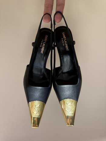 Uubags | YSL Jeanne Slingback Pumps In Black/Gold Smooth Leather 11cm