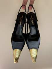 Uubags | YSL Jeanne Slingback Pumps In Black/Gold Suede Leather 11cm - 1