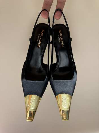 Uubags | YSL Jeanne Slingback Pumps In Black/Gold Suede Leather 11cm