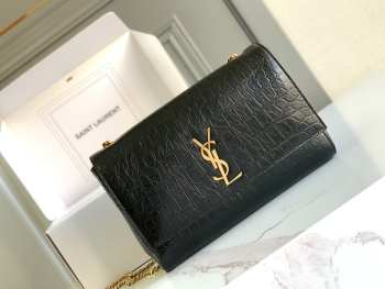 Uubags | YSL Reversible Kate In Crocodile-Embossed Leather Black Bag 28.5x20x6cm