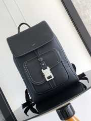 Uubags | Dior Saddle Backpack with Flap Black Grained Calfskin with Contrasting Topstitching - 1