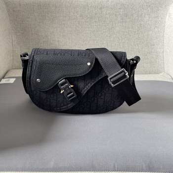 Uubags | Saddle Messenger Bag Black Dior Oblique Jacquard and Black Grained Calfskin 24x16.5x5.5cm