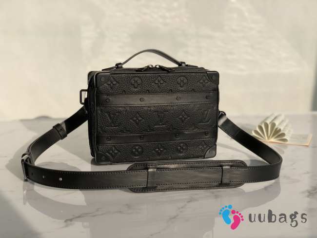 Uubags | Louis Vuitton M59163 Handle Soft Trunk Bag In Black Taurillon Beige Monogram Leather 21.5x15x7cm - 1