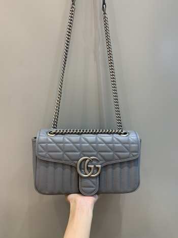 Uubags | Gucci Marmont Mini Gray Shoulder Bag 26x15x7cm