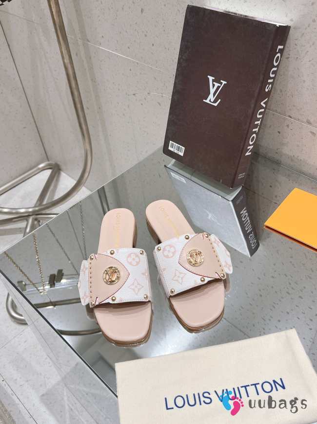 Uubags | Louis Vuitton 1ACXWC Frame Flat Mule Sandals In Beige - 1