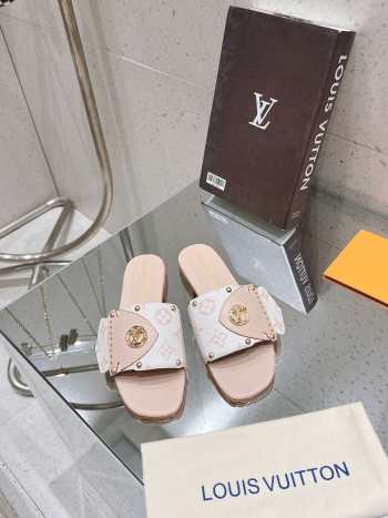 Uubags | Louis Vuitton 1ACXWC Frame Flat Mule Sandals In Beige