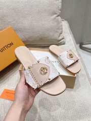 Uubags | Louis Vuitton 1ACXWC Frame Flat Mule Sandals In Beige - 4