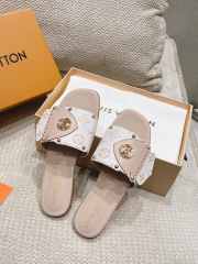 Uubags | Louis Vuitton 1ACXWC Frame Flat Mule Sandals In Beige - 3