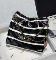 Uubags | Chanel 22 Mini Bag Shiny Calfskin & Gold Metallic In Black and white 20x19x6cm - 1