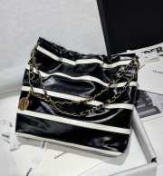 Uubags | Chanel 22 Mini Bag Shiny Calfskin & Gold Metallic In Black and white 20x19x6cm - 5