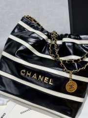 Uubags | Chanel 22 Mini Bag Shiny Calfskin & Gold Metallic In Black and white 20x19x6cm - 3