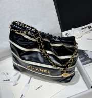 Uubags | Chanel 22 Mini Bag Shiny Calfskin & Gold Metallic In Black and white 20x19x6cm - 4