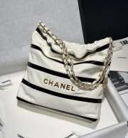 Uubags | Chanel 22 Mini Bag Shiny Calfskin & Gold Metallic In White and black 20x19x6cm - 3