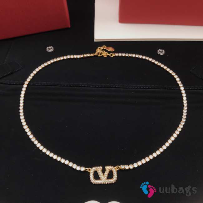 Uubags | Vlogo Signature Metal And Swarovski Crystal Necklace  - 1