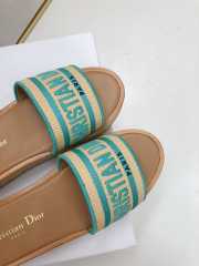 Uubags | Dioriviera Dway Platform Slide Natural Raffia and Aquamarina Embroidered Cotton 4.5cm - 2