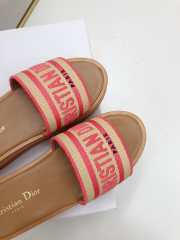 Uubags | Dioriviera Dway Platform Slide Natural Raffia and Candy Pink Embroidered Cotton 4.5cm - 5