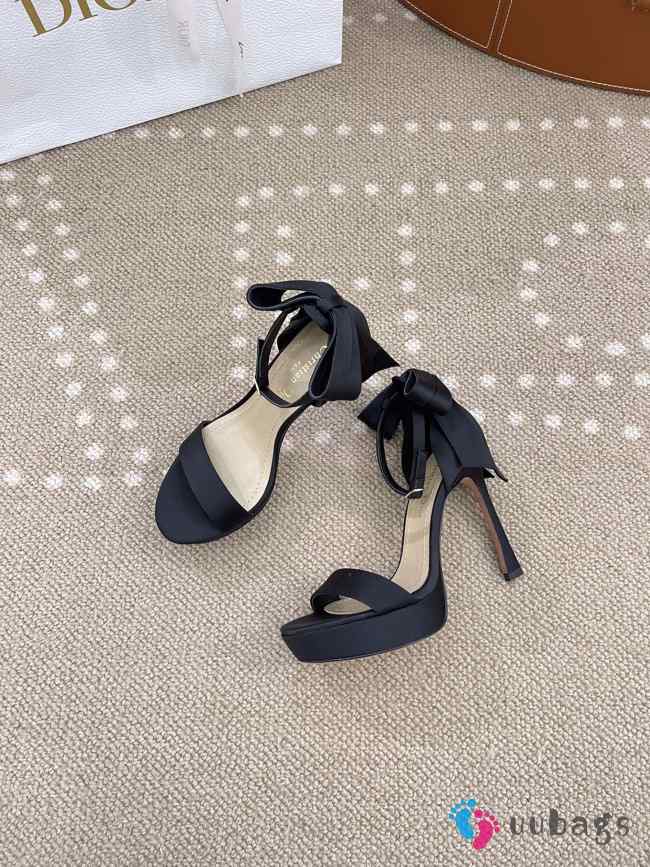 Uubags | Dior Heeled Sandal Black Satin 12cm - 1