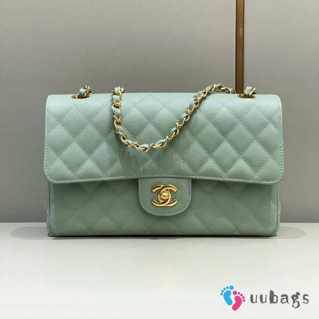 Uubags | Chanel Classic Quilted Flap Mint Green Caviar Gold Hardware 25cm - 1