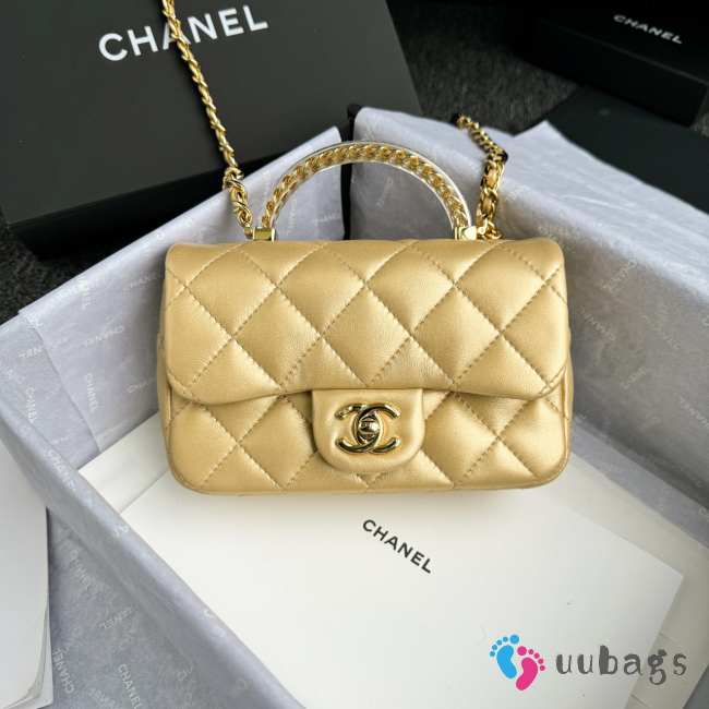 Uubags | Chanel small flap bag crystal clear interior with classic gold hardware 11x17x6cm - 1