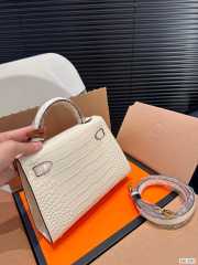 Uubags | Hermes Kelly White Crocodile Himalaya bag 20x13x5cm - 5