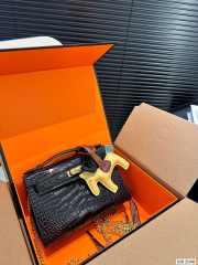 Uubags | Hermes Kelly Black Crocodile Himalaya bag 20x13x5cm - 2