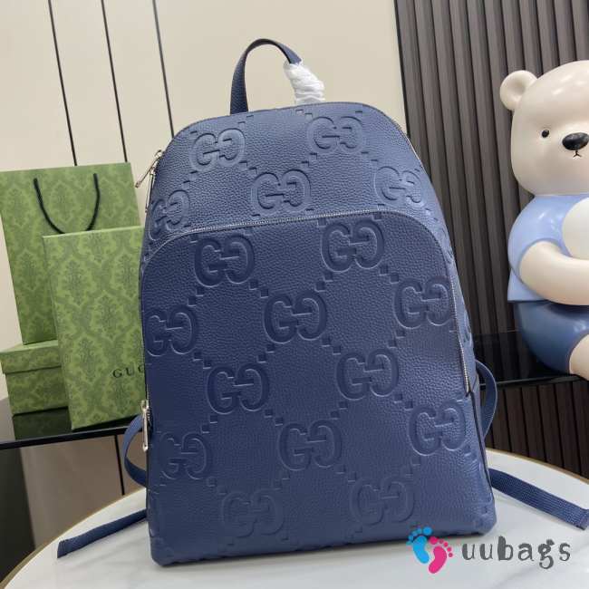 Uubags | Gucci navy blue jumbo GG leather backpack 32x42x16cm - 1