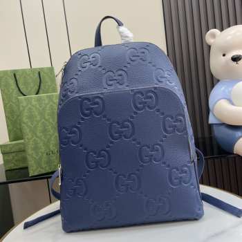 Uubags | Gucci navy blue jumbo GG leather backpack 32x42x16cm