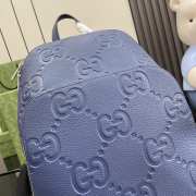 Uubags | Gucci navy blue jumbo GG leather backpack 32x42x16cm - 3