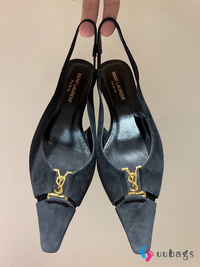 Uubags | YSL Babylone slingback flats in black suede - 1