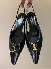 Uubags | YSL Babylone slingback flats in black glossy leather - 1