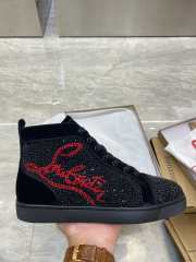 Uubags | Christian Louboutin Black Louis Crystal Logo High Top Sneakers - 1