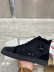 Uubags | Christian Louboutin Black Louis Crystal Logo High Top Sneakers - 3