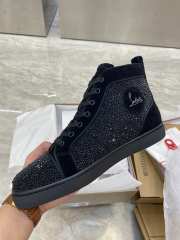 Uubags | Christian Louboutin Black Louis Crystal Logo High Top Sneakers - 2