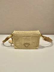 Uubags | Prada Crochet and raffia-effect yarn shoulder bag with flap 16.5x12x5cm - 6