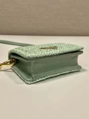 Uubags | Prada Crochet aqua color raffia-effect yarn card holder with shoulder strap 8x11.5x2.5cm - 6