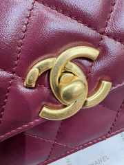 Uubags | Chanel Mini Flap Bag Calfskin & Gold-Tone Metal Burgundy 12x19x8cm - 5